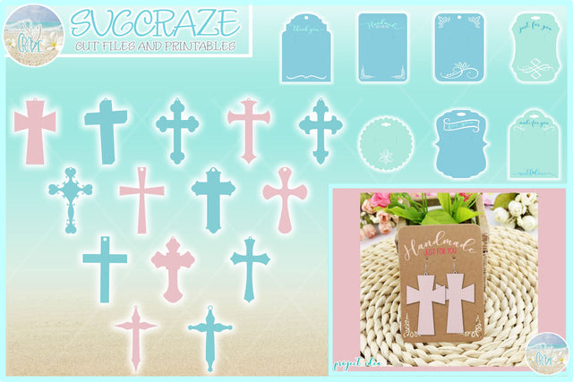 Cross Earring Template SVG Bundle | Faux Leather Pendant Necklace Jewelry SVG SVG Harbor Grace Designs
