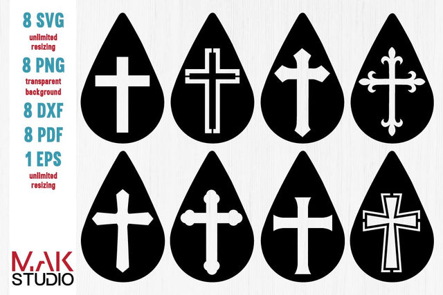 Cross earrings bundle svg, Cross earrings svg bundle, Cross earrings cut files, Earrings cut file, Cross earring mini bundles SVG MAKStudion 