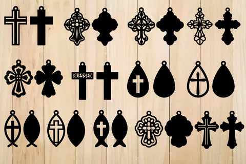 Cross Earrings SVG Bundle, Cross Template For Laser Cut SVG Yuliya 