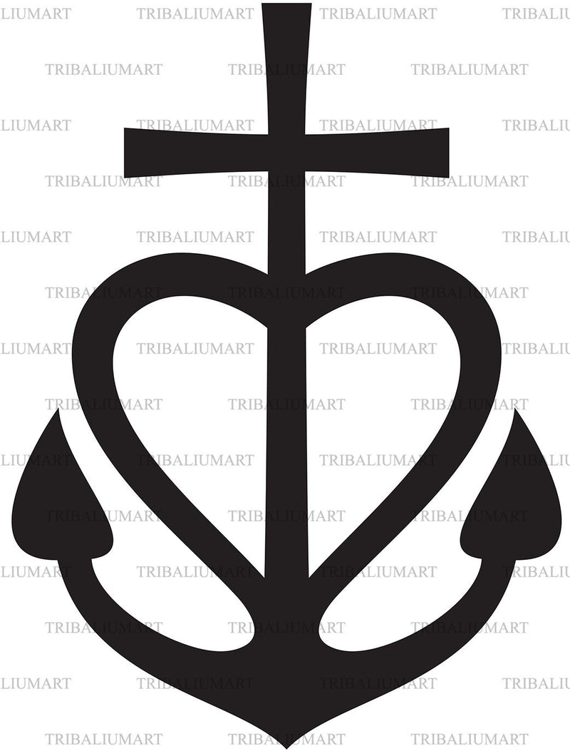 Cross, Heart, Anchor - Faith, Hope, Love symbol SVG TribaliumArtSF 