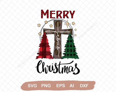 Cross Jesus Png, Merry Christmas Trees svg, Santa Hat, Christian, Holiday svg, Retro Christmas svg, Christmas Shirt Design, Sublimation File SVG DiamondDesign 