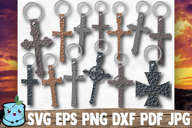 Cross Keychain SVG Bundle | Crosses Key Fob Cut Files SVG MintyMarshmallows 