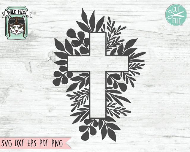 Cross Leaves SVG, Religious SVG, Easter SVG File, Leaf Cross SVG, Cross With Leaves Cut File, Cross Laurel SVG, Faith SVG SVG Wild Pilot 