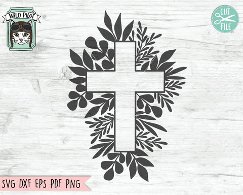 Cross Leaves SVG, Religious SVG, Easter SVG File, Leaf Cross SVG, Cross With Leaves Cut File, Cross Laurel SVG, Faith SVG SVG Wild Pilot 