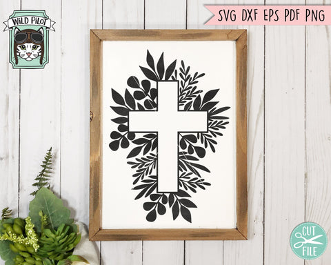 Cross Leaves SVG, Religious SVG, Easter SVG File, Leaf Cross SVG, Cross With Leaves Cut File, Cross Laurel SVG, Faith SVG SVG Wild Pilot 