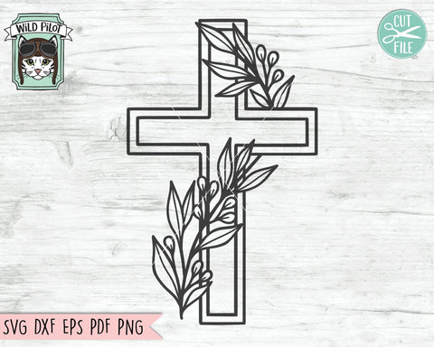 Cross Leaves SVG, Religious SVG, Easter SVG File, Leaf Cross SVG File, Cross With Leaves Cut File, Cross SVG, Faith SVG File, Cross Laurel Leaf SVG SVG Wild Pilot 