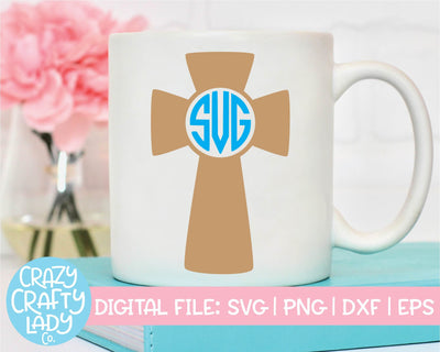 Cross Monogram Frame | Christian Faith SVG Cut File SVG Crazy Crafty Lady Co. 