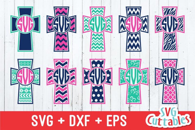 Cross Monogram Frames SVG Svg Cuttables 