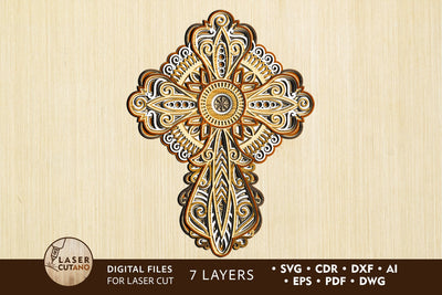 CROSS Multilayer Laser Cut Files, SVG, 3D Designs SVG LaserCutano 