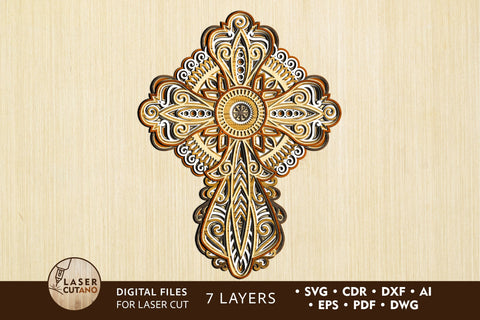 CROSS Multilayer Laser Cut Files, SVG, 3D Designs SVG LaserCutano 
