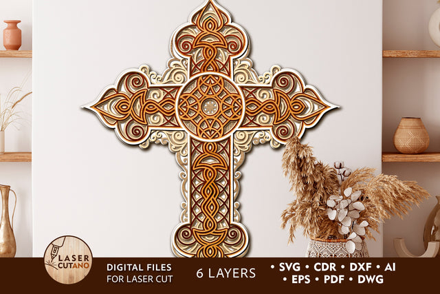 CROSS RELIGIOUS Cut Template, Design for Cut Wood & Paper Cut SVG LaserCutano 