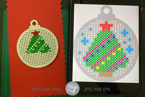 Cross Stitch Christmas Ornament as SVG cut file SVG Artisan Craft SVG 