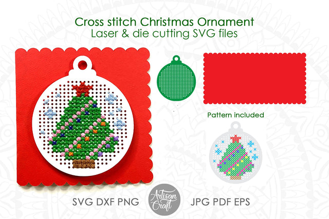 Cross Stitch Christmas Ornament as SVG cut file SVG Artisan Craft SVG 