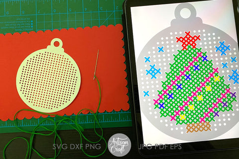 Cross Stitch Christmas Ornament as SVG cut file SVG Artisan Craft SVG 