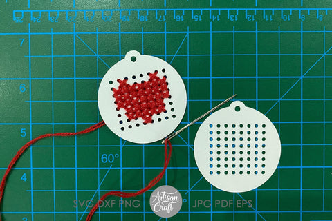 Cross stitch earrings with SVG cut file & patterns SVG Artisan Craft SVG 