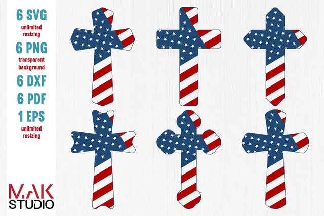 Cross svg - Cross dxf - Jesus svg - Church svg - 4th of july svg - American flag svg - Fourth of july svg SVG MAKStudion 