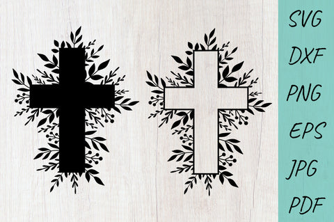 Cross SVG, Cross with leaves SVG, Faith SVG SVG Irina Ostapenko 