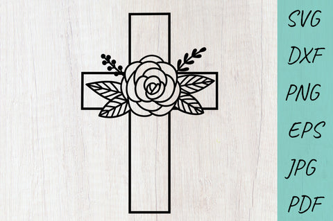 Cross SVG, Cross with rose SVG, Faith SVG, Flower cross SVG Irina Ostapenko 