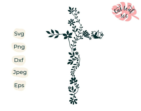 Cross svg, Flower Cross svg, Faith svg Christian svg, Religious svg, Jesus cross svg, church svg, faith cross svg, religion svg, baptism svg SVG CutLeafSvg 