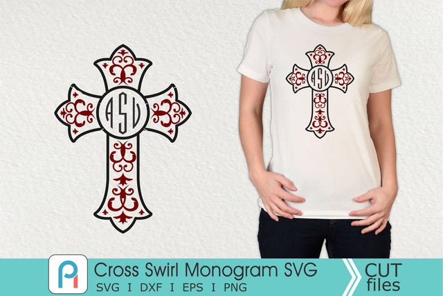 Cross Swirl Monogram Svg, Cross Svg, Cross Clip Art, Cross SVG Pinoyart Kreatib 