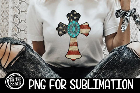 CROSS - Vintage Flag - Turquoise - PNG Sublimation Sublimation On the Beach Boutique 