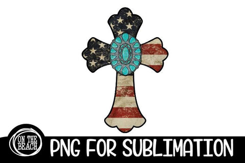 CROSS - Vintage Flag - Turquoise - PNG Sublimation Sublimation On the Beach Boutique 
