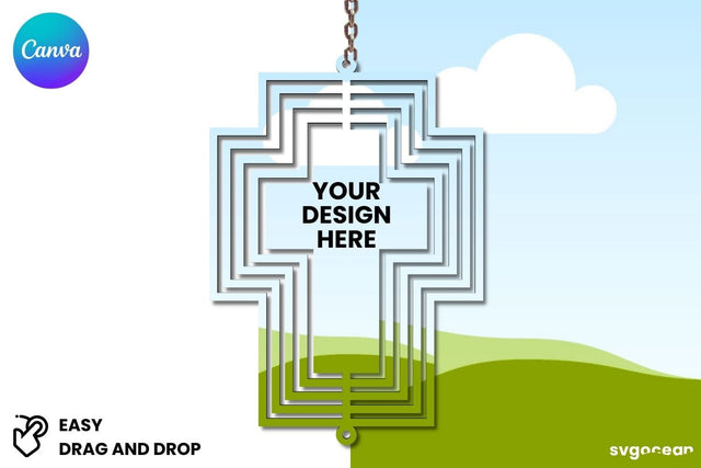 Cross Wind Spinner Canva Mockup | Editable | Easy to use Mock Up Photo SvgOcean 