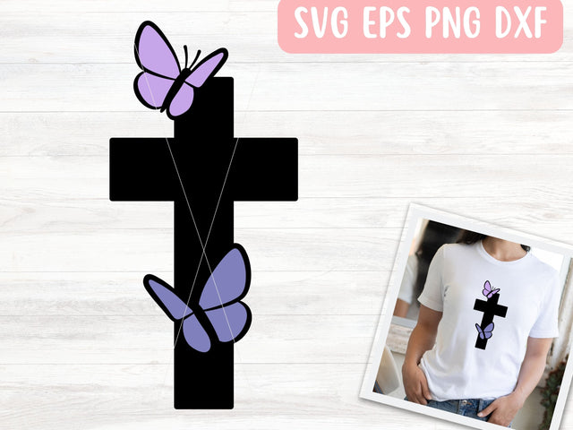 Cross with Butterflies SVG File for Cricut or Silhouette, Christian SVG Vector, Digital Download Commercial Use SVG Apple Grove Designs 