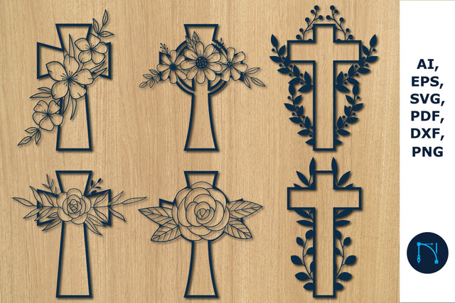 Cross with flowers LASER Cut SVG bundle SVG MD JOYNAL ABDIN 