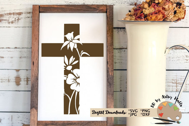 cross with transparent flowers svg, Christian Faith cross SVG The Artsy Spot 