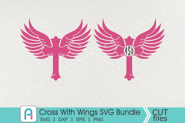 Cross With Wings Monogram Svg, Cross Svg, Cross Clip Art SVG Pinoyart Kreatib 