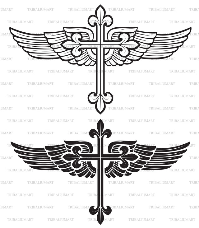 Cross with wings SVG TribaliumArtSF 