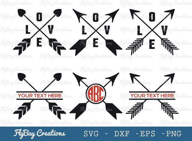 Crossed Arrows Svg Cut File| Arrow | Arrow With Love | Love | Split Monogram | Circle Monogram SVG ETC Craft 