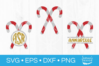 Crossed Candy Cane Monogram SVG Bundle SVG SavanasDesign 