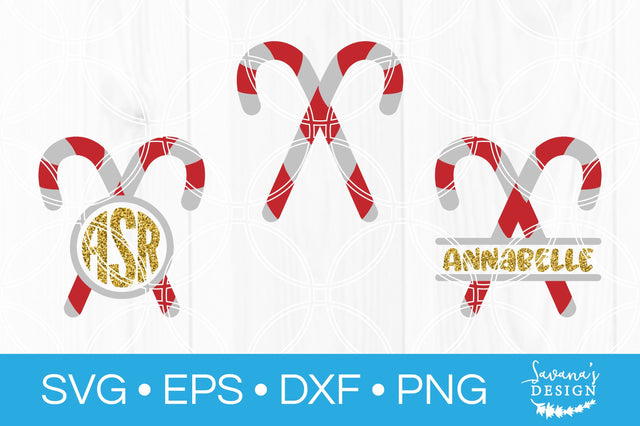 Crossed Candy Cane Monogram SVG Bundle SVG SavanasDesign 