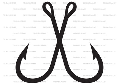 Crossed Fishing Hooks SVG TribaliumArtSF 