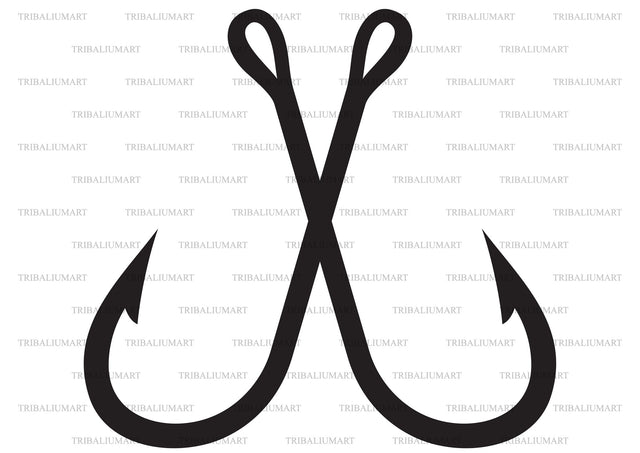 Crossed Fishing Hooks SVG TribaliumArtSF 