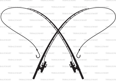 Crossed Fishing Rods SVG TribaliumArtSF 