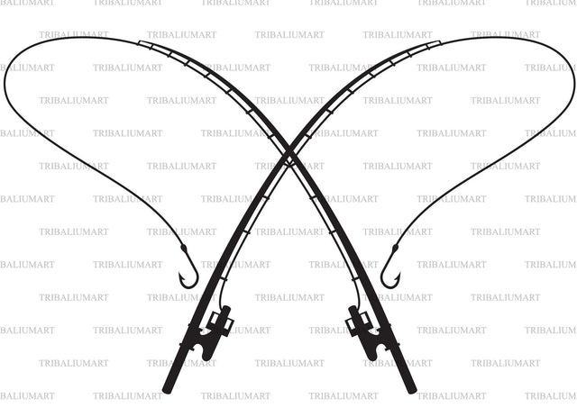 Crossed Fishing Rods SVG TribaliumArtSF 