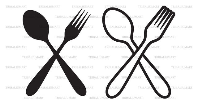 Crossed fork and spoon SVG TribaliumArtSF 