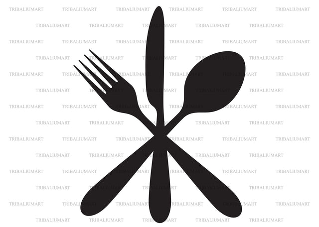 Crossed knife fork and spoon SVG TribaliumArtSF 