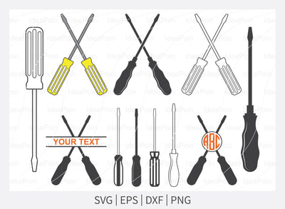 Crossed screwdrivers svg, screwdrivers SVG, screwdrivers monogram svg, Mechanic Tools SVG, screwdrivers Cut files, for Cricut, eps, svg, png SVG Dinvect 