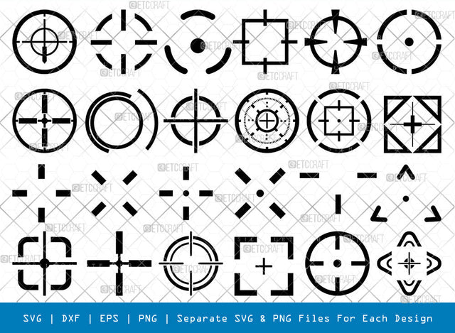 Crosshair SVG, Crosshair Silhouette, Target Svg, Shooting Target Svg, Bullseye Svg, Archery Target Svg, Gun Target Svg, Crosshair Bundle SVG ETC Craft 