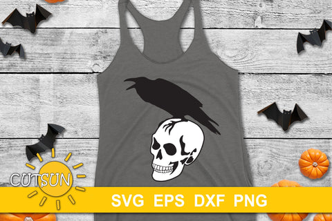 Crow and Skull SVG | Raven and Skull SVG SVG CutsunSVG 