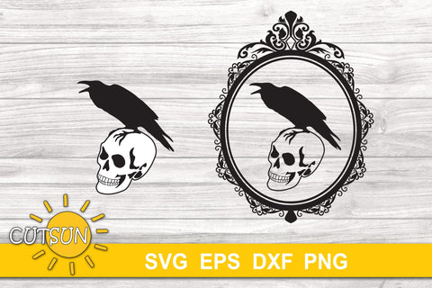 Crow and Skull SVG | Raven and Skull SVG SVG CutsunSVG 