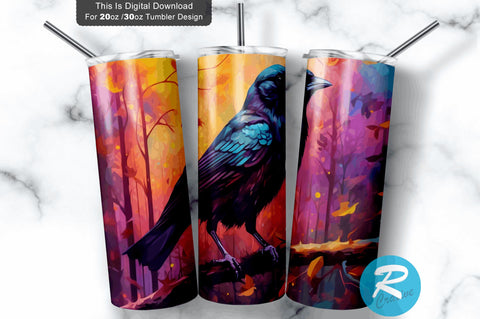 Crow Bird 20 oz / 30 oz Skinny Tumbler Sublimation Regulrcrative 