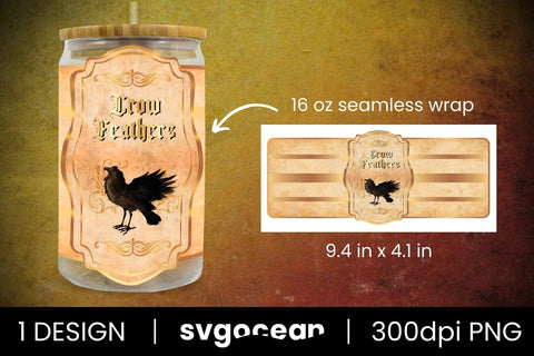 Crow Feathers Can Glass PNG Sublimation SvgOcean 