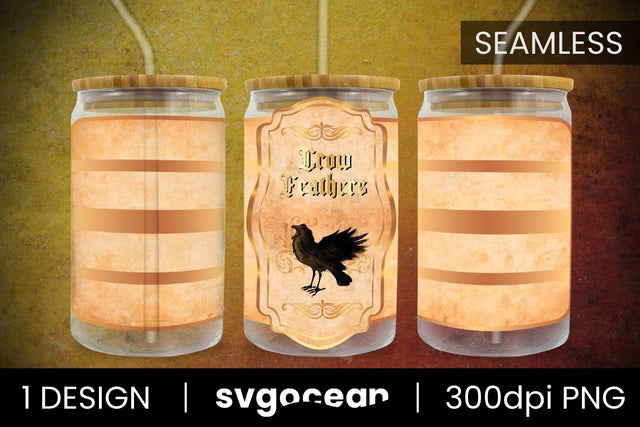 Crow Feathers Can Glass PNG Sublimation SvgOcean 