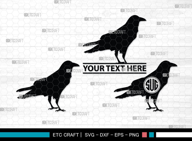 Crow Monogram, Crow Silhouette, Crow SVG, Raven Svg, Blackbird Svg, Crows Svg, SB00248 SVG ETC Craft 