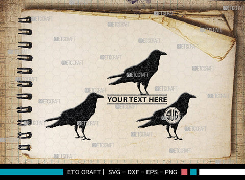 Crow Monogram, Crow Silhouette, Crow SVG, Raven Svg, Blackbird Svg, Crows Svg, SB00248 SVG ETC Craft 